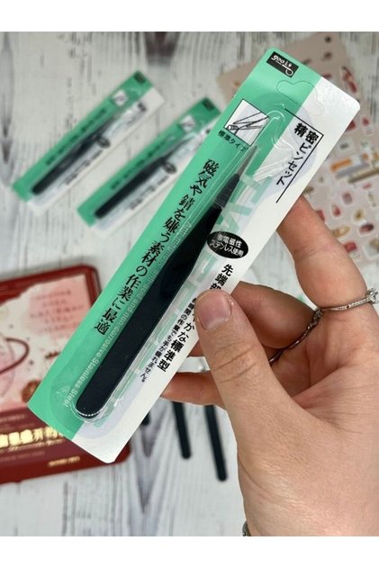 Sticker Tweezers Straight Tip Black/Decal/Washi Tape/Sticker/Bullet Journal/Notebook Embellishment