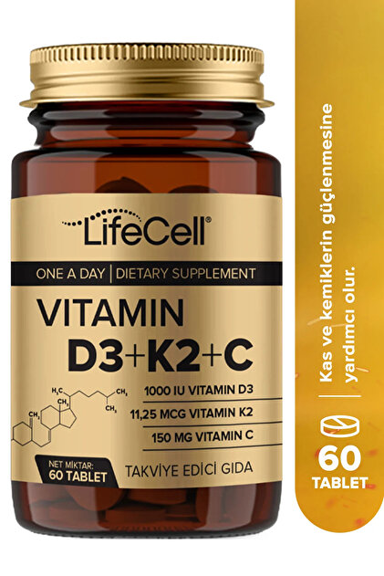 Lifecell Vıtamın D3 K2 C - 60 Tablet Komplex Vitamin Desteği
