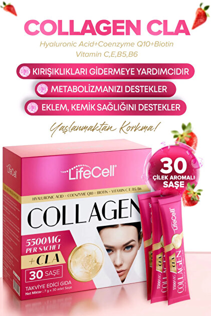 Lifecell COLLAGEN CLA Hyaluronic Acid+Coenzyme Q10 İçeren Takviye