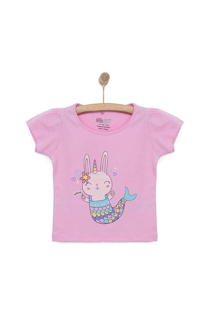 HelloBaby Basic Kız Deniz Kızı Unicorn Baskılı T-Shirt Kız Bebek