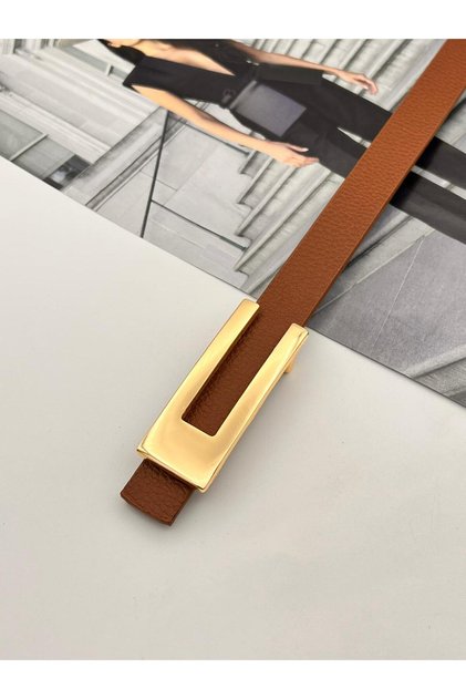 Desng Gold Buckle Women's Belt Trouser Belt Dress Belt Shirt Belt Coat Belt