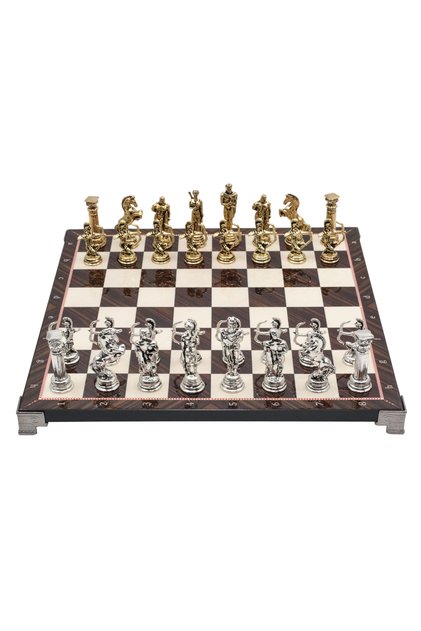 30cm Walnut Patterned Mythological Gold Roman Archer Figure Chess Set Decorative Gift Chess Set