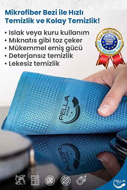 Pell By Erwa Pella Active 3'lü Mikrofiber Temizlik Bezi, Cam