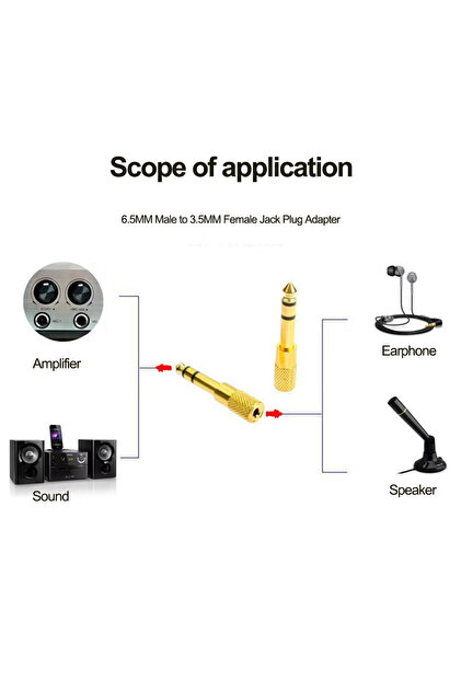Derwell 6.35mm Mikrofon Amplifikatör Kulaklık İçin 3.5mm Jack