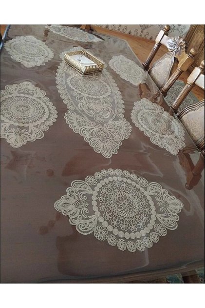 مفرش طاولة فردي , 1 مفرش طاولة طويل 6 طقم تقديم الطعام كريم سوبلا، مفرش طاولة مجموعة، طقم تقديم وتقديم الطعام