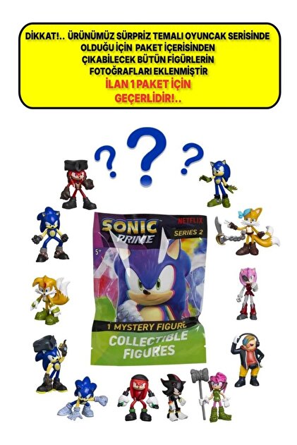 TOYFEST 1 ADET Sonic Prime TEKLİ Sürpriz Paket - 1 ADET 6.5 Cm