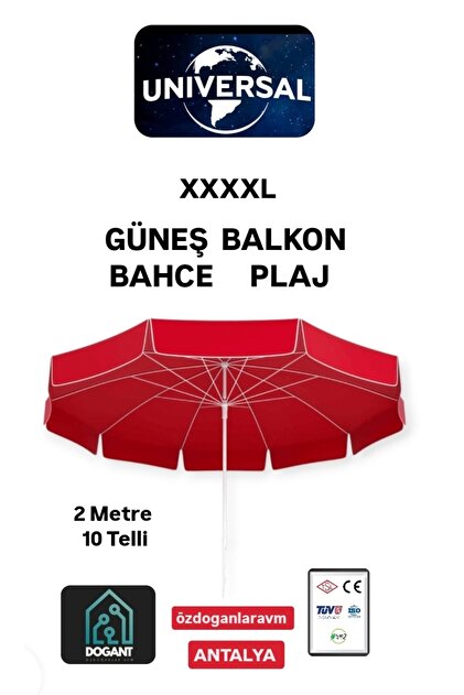 Dogant 3M Kalın Kumaş Plaj Şemsiyesi Balkon Bahçe Şemsiyesi