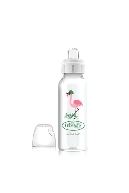 8 oz/ 250 ml PP Narrow Mouth + Sippy Baby Bottle Cup, Flamingo, Single Pack