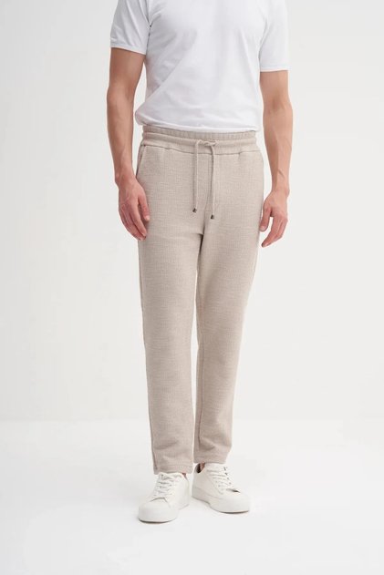 Relaxed Fit Jacquard Sweatpants Beige
