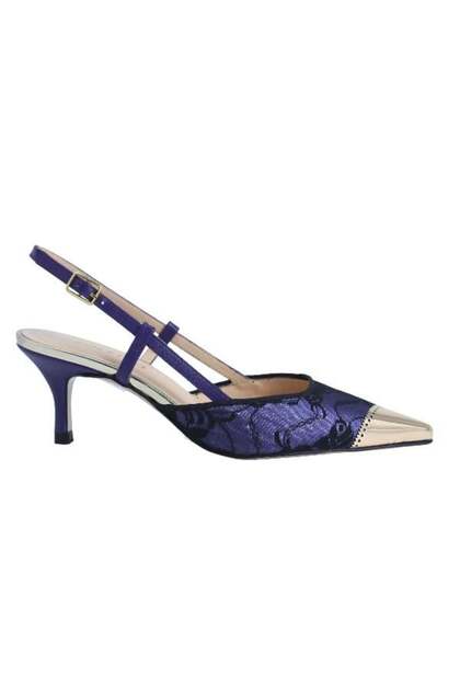 HAKİKİ DERİ /TEKSTİL MOR-ALTIN Ayakkabı Stiletto 9841 59