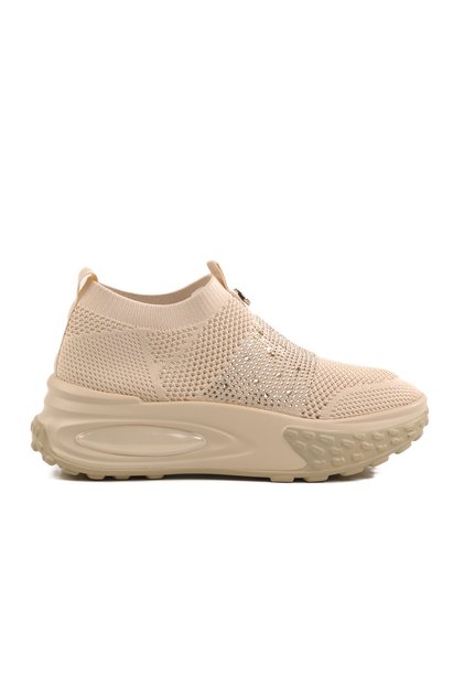Beige Knitwear Lightweight Women's Sneaker 25Y305-4 Z