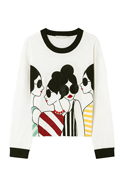 Alice and Olivia Gleeson Stace Face Sweatshirt - Trendyol