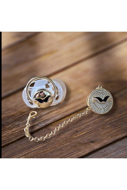 Custom Made Zircon Stone 0-6 Pacifier and Chain Set