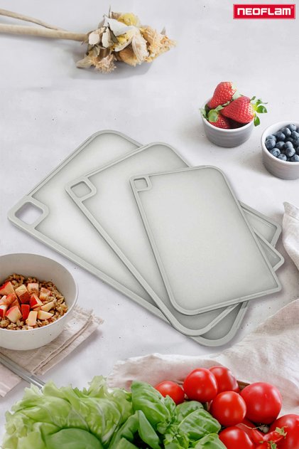 Fika Microban 3-Piece Cutting Board Set - Gray