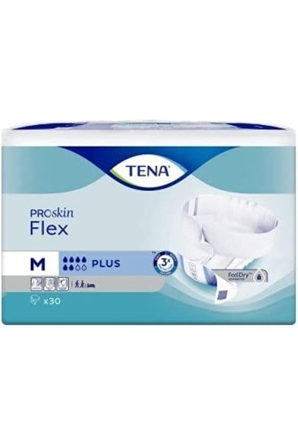 Flex Plus Incontinence Adult Diapers, White, Medium, 30 Count