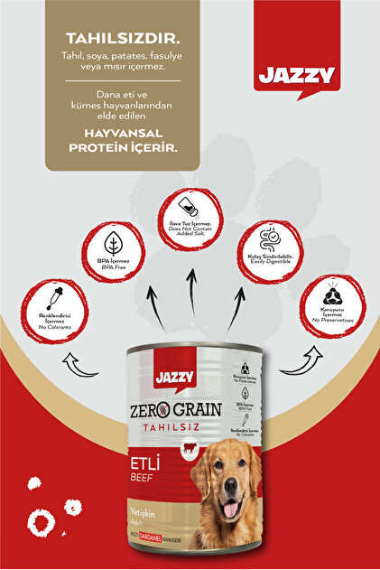 JAZZY Zero Grain Yetişkin Köpek Etli 380 gr X 6 Adet - Fiyatı