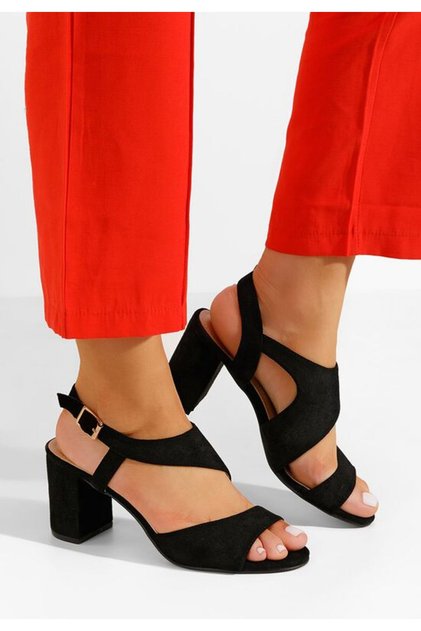 Sandale elegante cu toc gros Floresta negre