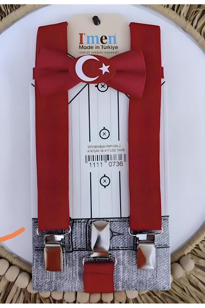 Nekibuki Türk Bayrağı (AY YILDIZ) Baskılı Papyon Askı Takım