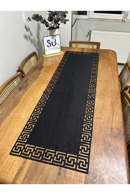 Black Nubuck Texture Modern American Service Tablecloth Runner