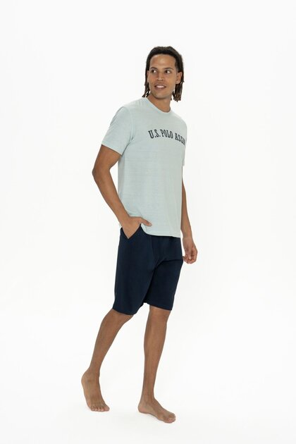 18886 Men's Mint Half Sleeve Crew Neck Shorts Set