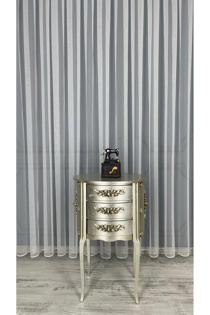 Spanish Greek Tulle Curtain - Honeycomb Floor, 1/2 Sparse Pleats, 300X250Cm, No Ironing, No Wrinkles
