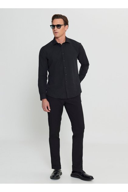 Altınyıldız Classics Regular Fit Classic Collar Black Men's Shirt Ace 020252170 Syh