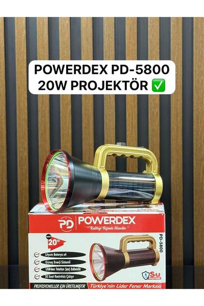 powerdex PD-5800 20W Şarjlı ve Güneş Enerjili El Feneri - Fiyatı