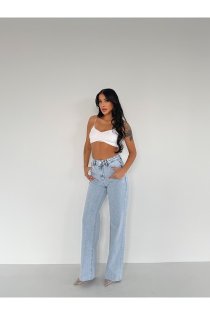 Snow Washed Wide Leg Trousers