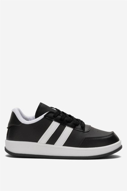 Unisex Flat Light Sole Casual Sneaker Shoes Black - White