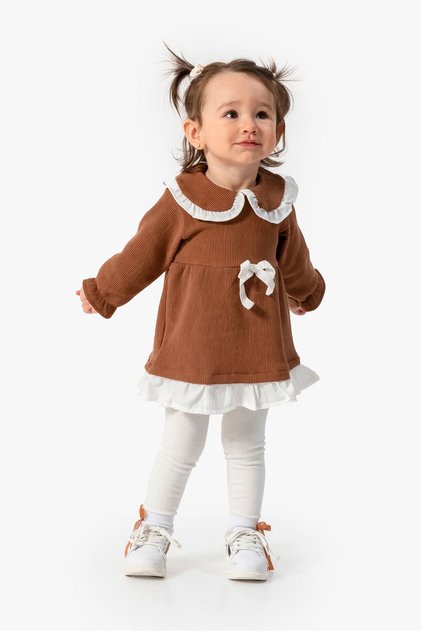 Kız Bebek Fırfırlı Bebe Yaka Bayramlık Elbise