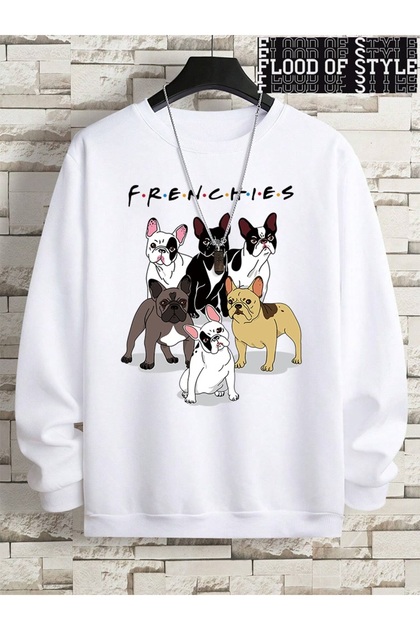 Hip Hop Harajuku Vintage Style Frenchies 6 French Bulldog White