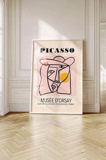 Framed Picasso Musée D'Orsay Minimalist Portrait Premium Painting: Parisian Chic and Art Signature