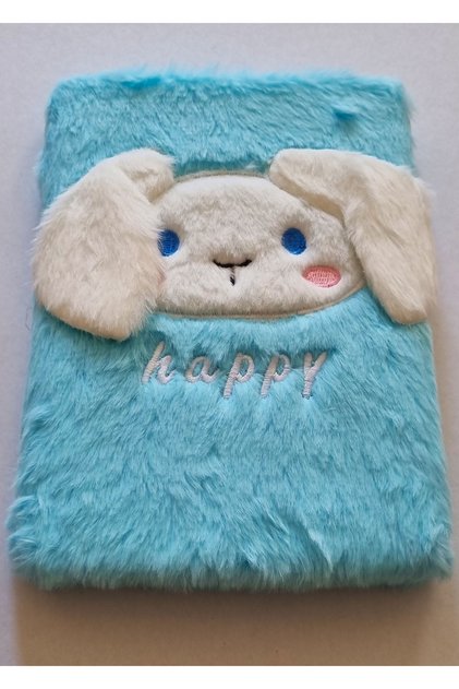 Happy Kedi-Köpek Peluş Hatıra Defteri Günlük Anı Modelist Çizgili Not Defteri 80 Yaprak - Renk Seç