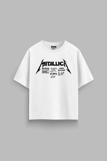 Metallica Road Reload Printed Comfortable Fit 30/1 Unisex White Tshirt