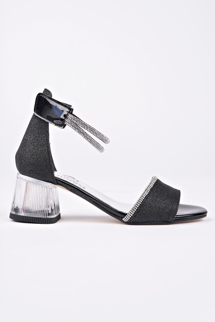 Noşa Ankle Strap Glittery Girls' Low Heeled Shoes