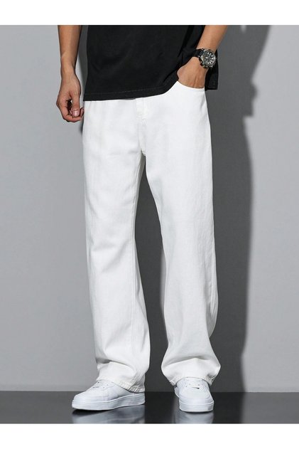 Erkek Baggy Fit Casuel Jean Kot pantolon