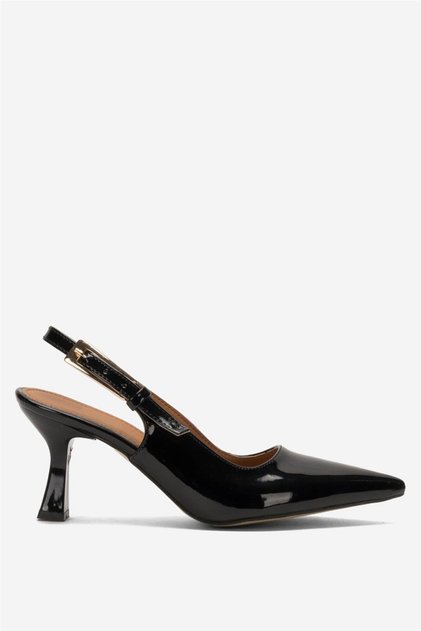 Women's Pointed Toe Open Back 8 cm Heeled Shoes Black