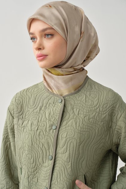 Grogren Biyeli Kapitone Crop Ceket - Mint