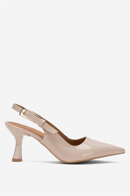 Women's Pointed Toe Open Back 8 cm Heeled Shoes Beige