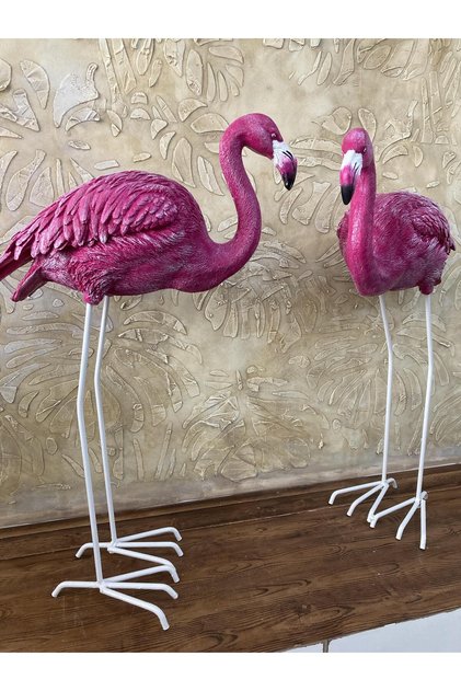 Flamingo Egik Başlı Bahce Biblo Fusya