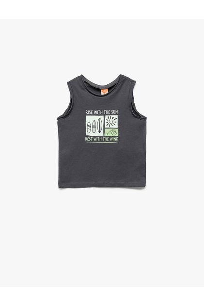 Cotton Crew Neck Printed Sleeveless T-Shirt