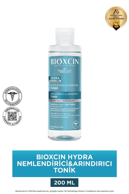 Hydra Moisturizing Purifying Tonic for Dry and Sensitive Skin 200 ml - Hyaluronic Acid, Aloe Vera