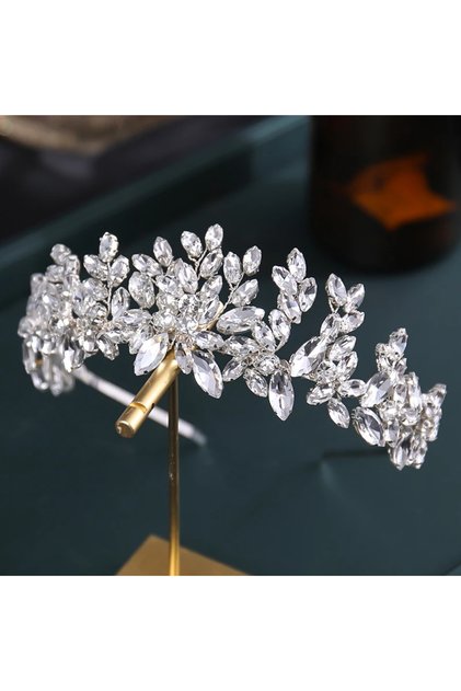 Silver Bridal Headband Handmade Rhinestone Flower Hairband Crystal Wedding Headdress Fashion Headdre