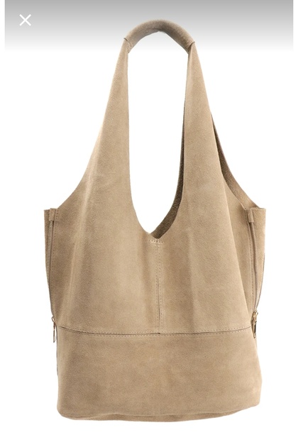 Beige 100% Suede Leather Women's Shoulder Bag