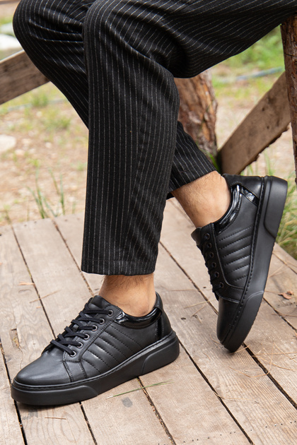 Men's Black Sports Sneaker Orthopedic Stitched Sole Shoes