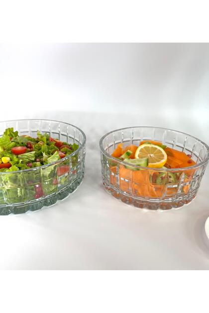 2-Piece Square Crystal Glass Bowl 18cm and 22cm