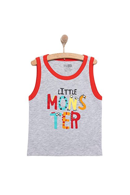 HelloBaby Basic Erkek Canavar Baskılı Atlet Tshirt Erkek Bebek