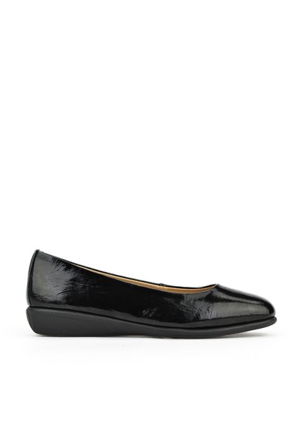 Women's Black Genuine Leather Comfort Ballerinas 1511050 Z22202