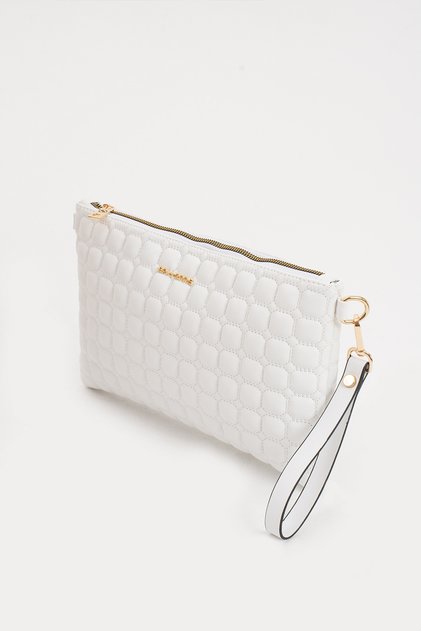 Women's Faux Leather White Color Adjustable Crossbody and Hand Strap Portfolio, Clutch Bag