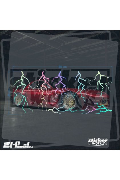 7 Pieces Lightning Sticker - Yellow (Motor, Car, Helmet, Computer, Tablet, Etc.)